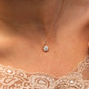 Ocean Wave Lab Diamond Pendant on neck in rose gold