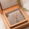 Ocean Wave Lab Diamond Pendant in wooden jewellery presentation box
