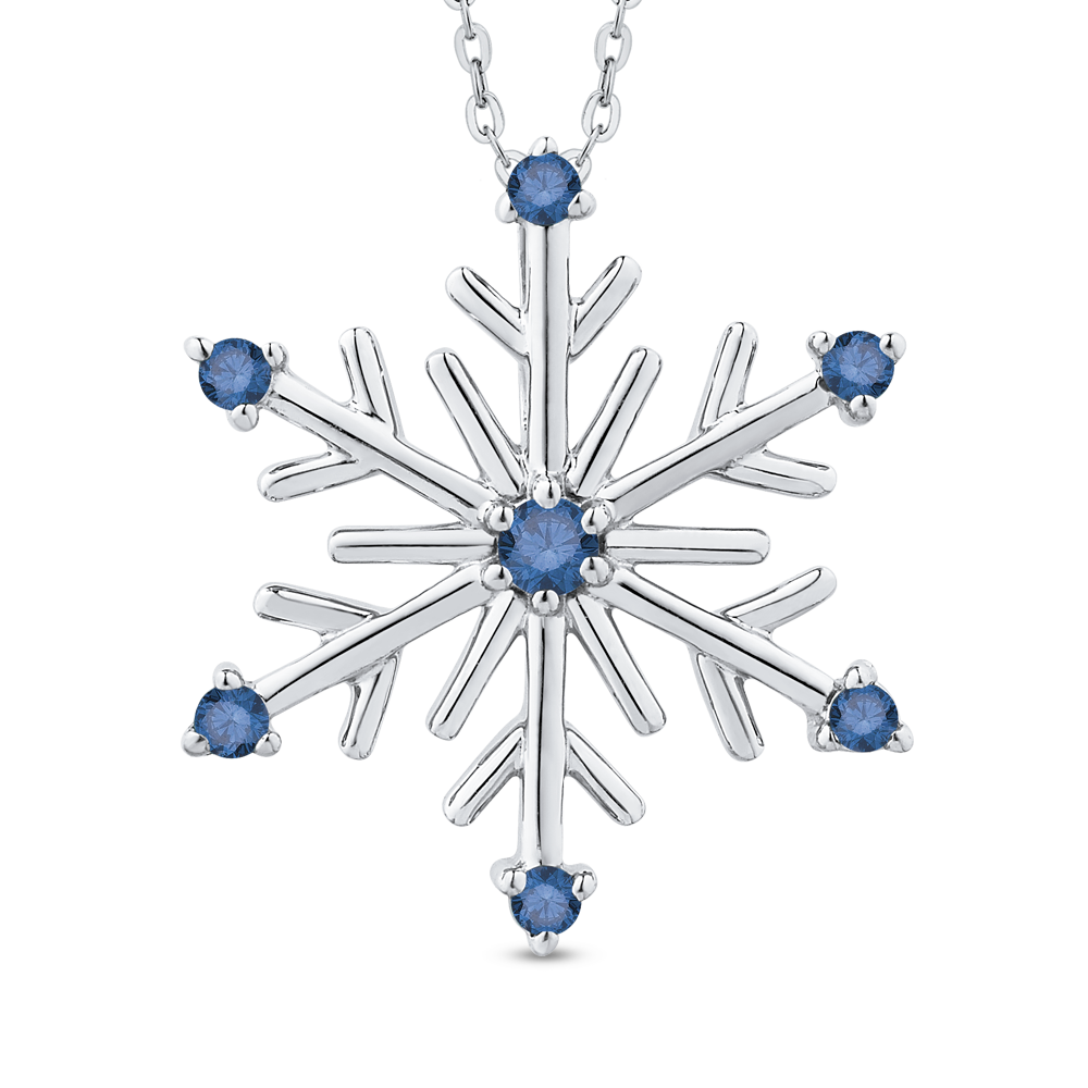 The Eira Pendant | Lab Diamond Sapphire Snowflake Drop
