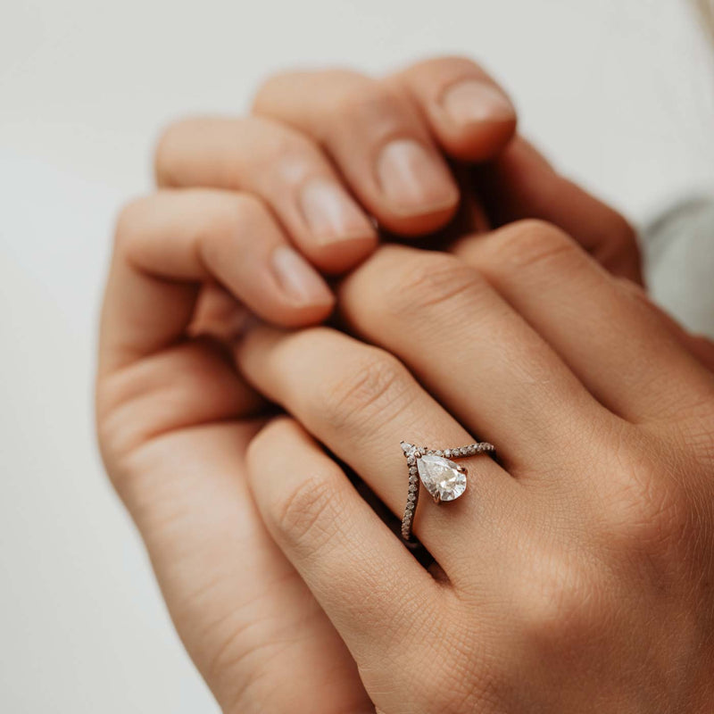 The Toya | Pear Lab Diamond Accented Pavé Statement Engagement Ring