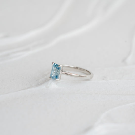 The Poppy - Coloured Diamond | Emerald Cut Lab Diamond Solitaire Engagement Ring