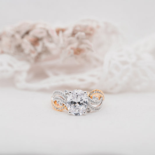 The Prina | 3 Carat Oval Lab Diamond Shoulder Set Cocktail Statement Ring