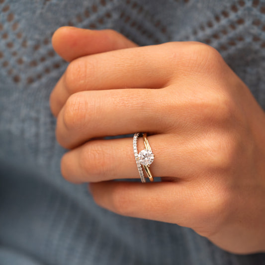 The Meera Ring | Lab Diamond Shaped Pavé Wave Band