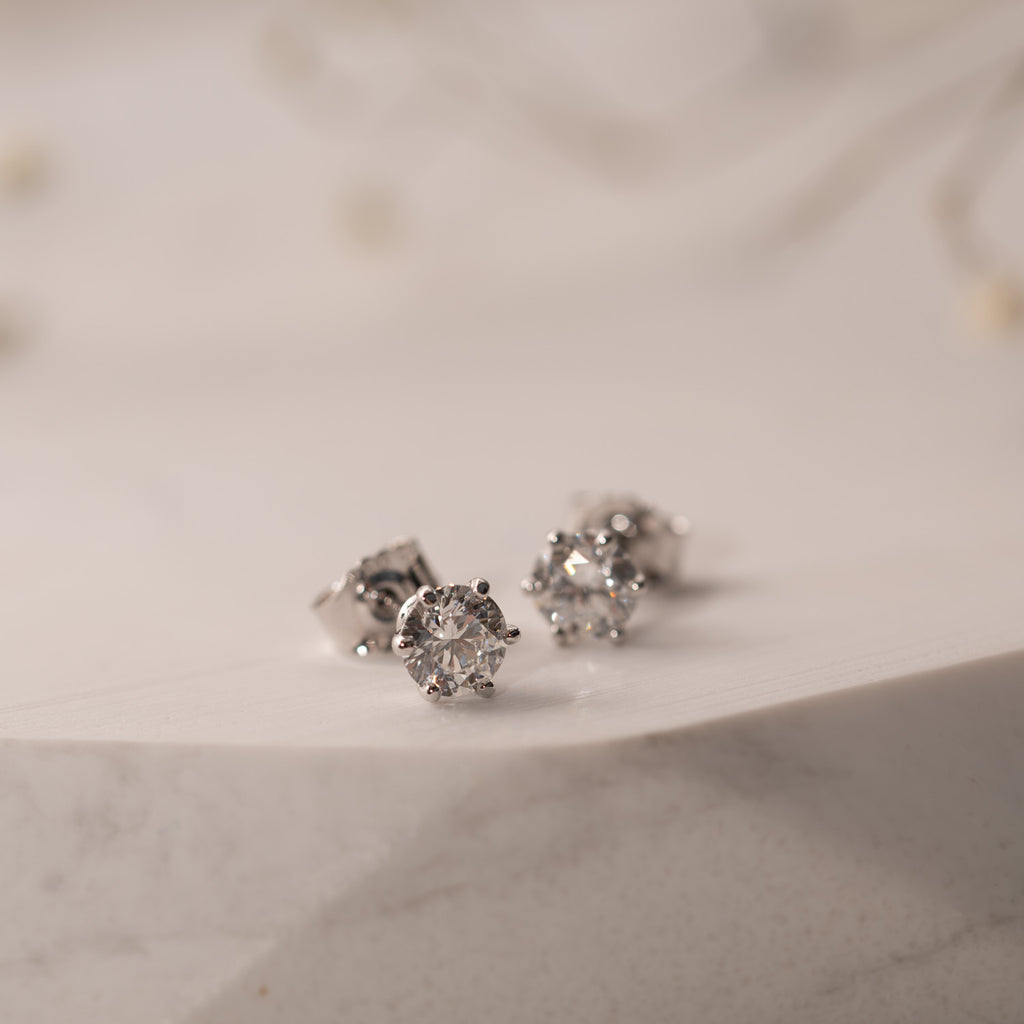 The Rexana Earrings | 1.50ct D VVS2 Lab Diamond 18k White Gold Solitaire