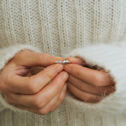 The rumi by ethica diamonds - nature wildlife inspired wedding band with carbon negative diamonds in cornwall