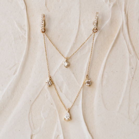The Runa | Asymmetrical Ear Chain Earrings 1.25ct Diamond