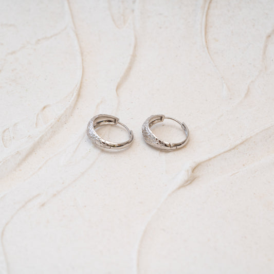 The Sade | 9k Gold Textured Hoop Earrings