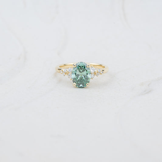 The Serephina - Coloured Diamond | Oval Lab Diamond Scattered Accented Engagement Ring