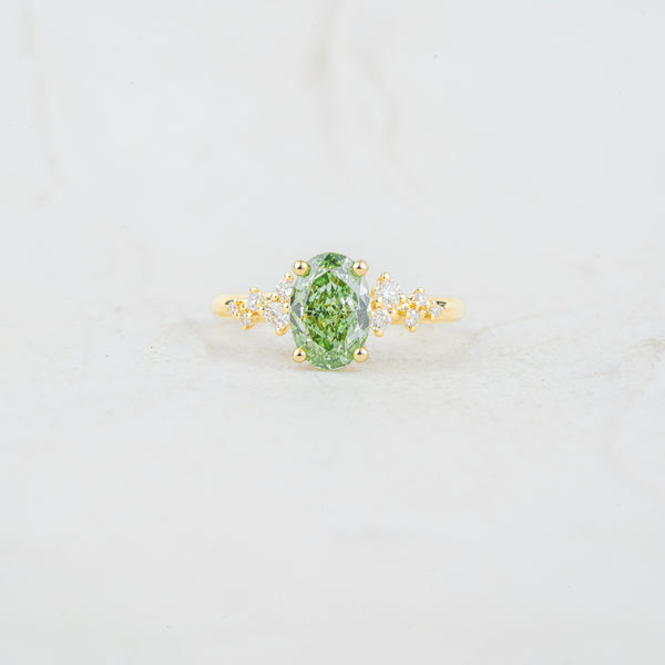 The Serephina - Coloured Diamond | Oval Lab Diamond Scattered Accented Engagement Ring