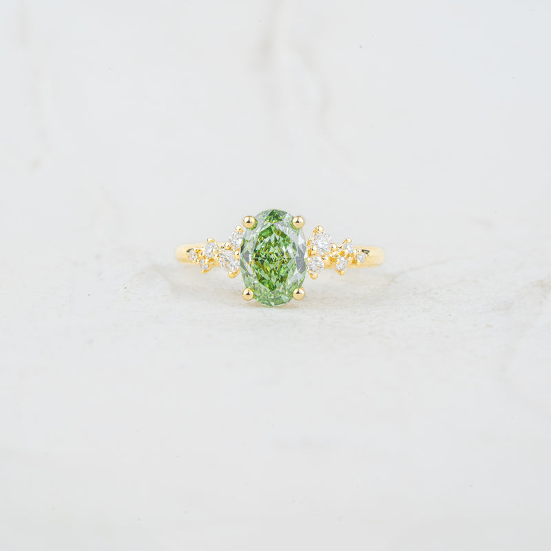 The Serephina - Coloured Diamond | Oval Lab Diamond Scattered Accented Engagement Ring