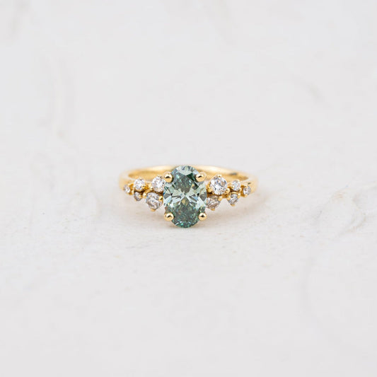 The Serephina - Coloured Diamond | Oval Lab Diamond Scattered Accented Engagement Ring