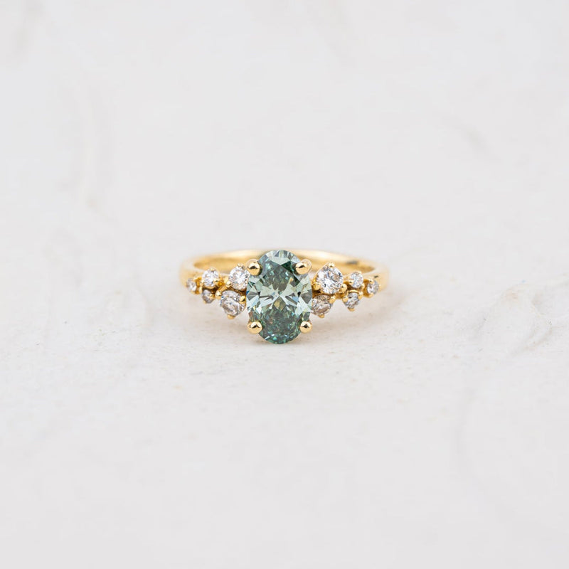 The Serephina - Coloured Diamond | Oval Lab Diamond Scattered Accented Engagement Ring