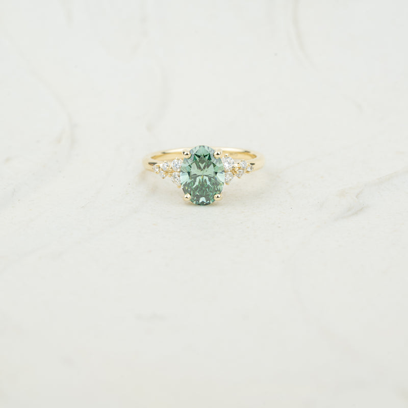The Serephina - Coloured Diamond | Oval Lab Diamond Scattered Accented Engagement Ring