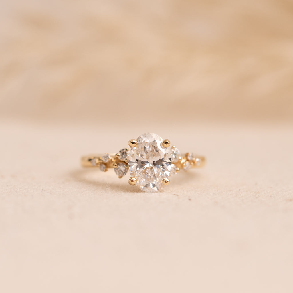 The Serephina Ring | Oval Lab Diamond Scattered Accented Engagement