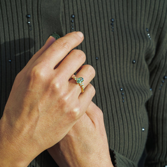The Serephina - Coloured Diamond | Oval Lab Diamond Scattered Accented Engagement Ring