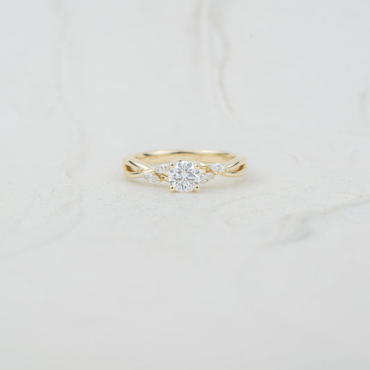The Simi | Round Lab Diamond Marquise Accented Solitaire Engagement Ring