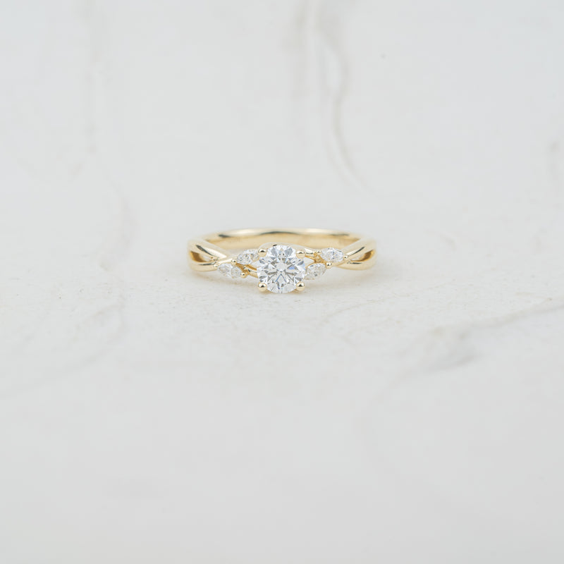 The Simi | Round Lab Diamond Marquise Accented Solitaire Engagement Ring