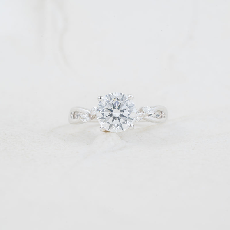 The Simi | Round Lab Diamond Marquise Accented Solitaire Engagement Ring