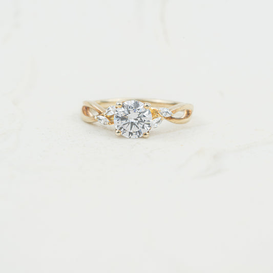 The Simi | Round Lab Diamond Marquise Accented Solitaire Engagement Ring