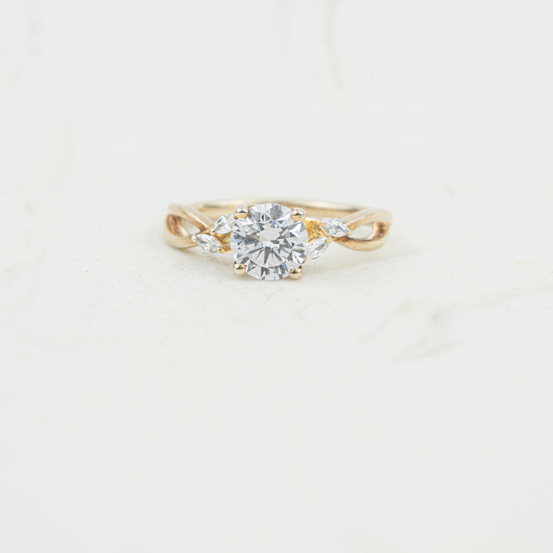 The Simi | Round Lab Diamond Marquise Accented Solitaire Engagement Ring