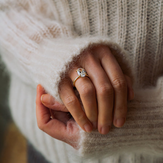 The Sira | Oval Cut Diamond with Hidden Halo Lab Diamond Solitaire Engagement Ring