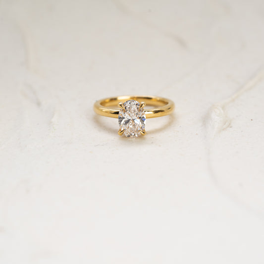 The Sira | 1.27ct H VS1 Oval Cut Lab Diamond Hidden Halo Engagement Solitaire Ring