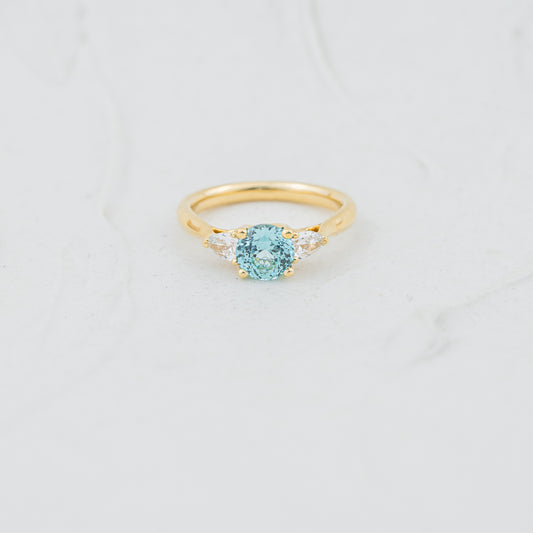 The Sophia - Coloured Diamond | Paraiba Tourmaline & Lab Diamond Trilogy Ring