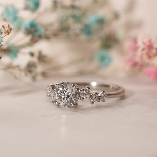 The Sophie Ring | Round Lab Diamond Accented Engagement