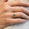 The Tabitha Ring | Green Round Moissanite & Lab Diamond Trilogy 9k Yellow Gold