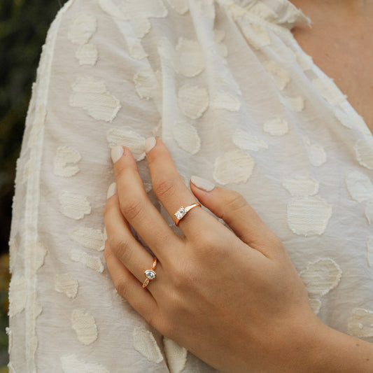 The Tia | Emerald Cut Lab Diamond East West Solitaire Engagement Ring