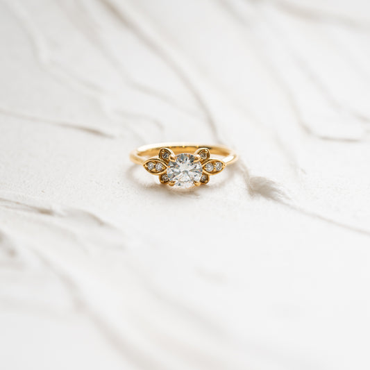 The Vani | Round Lab Diamond Nature Accented Solitaire Engagement Ring