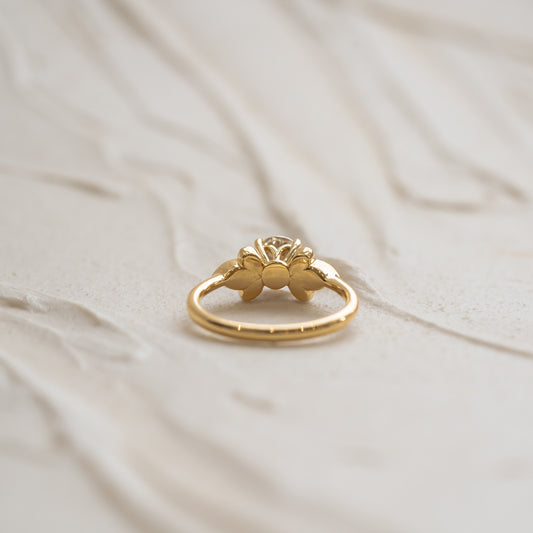 nature floral inspired diamond engagement ring made from recycled gold and ethical diamonds made in cornwall