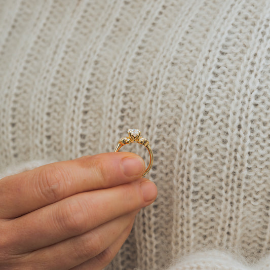recycled gold diamond engagement ring by ethica diamonds sustainable lab diamond jewellery in nature inspired design 