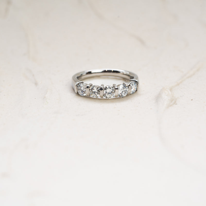 The Vere Ring | Elegant Lab Diamond Half Bar Set Wedding