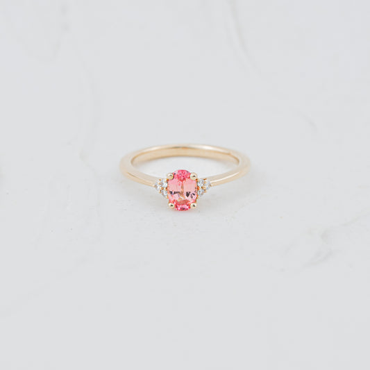 The Victoria - Coloured Diamond | Oval Cut Lab Diamond Accented Dainty Ring