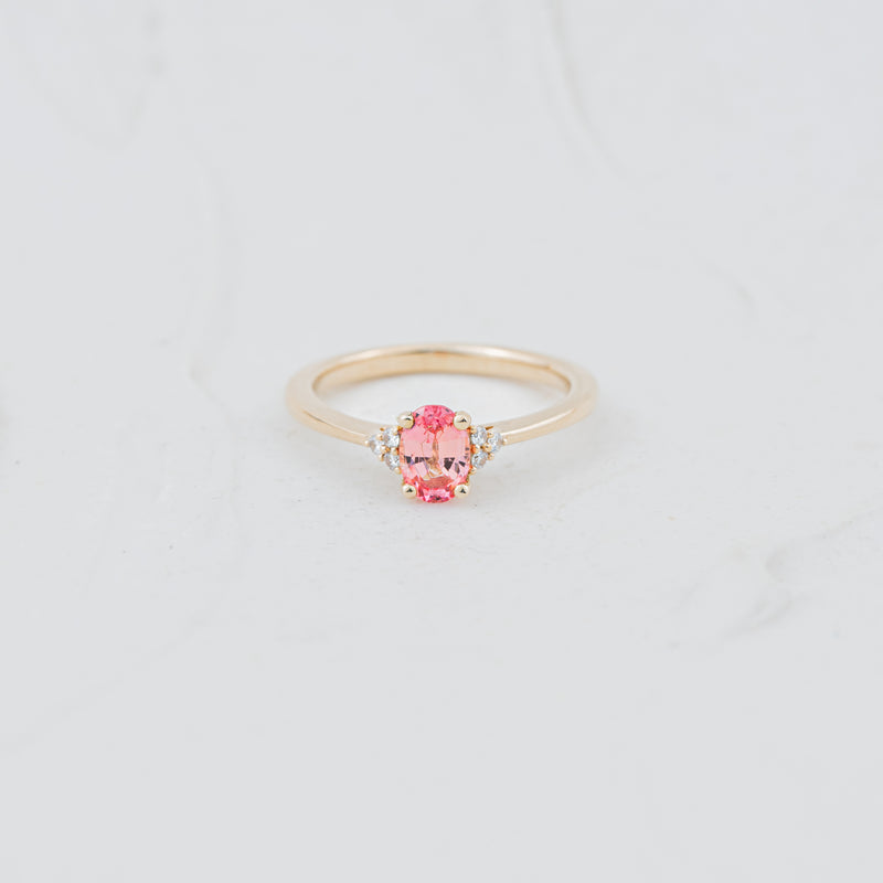 The Victoria - Coloured Diamond | Oval Cut Lab Diamond Accented Dainty Ring