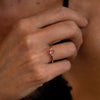 The Victoria Ring | 0.84ct Chatham® Oval Padparadscha Sapphire & Lab Diamond