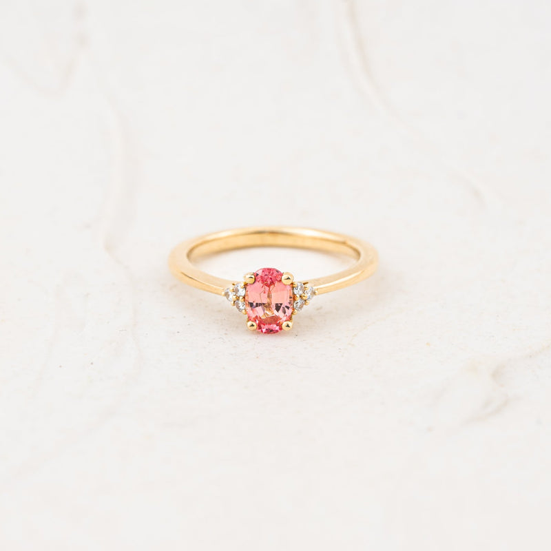 The Victoria - Coloured Diamond | Oval Cut Lab Diamond Accented Dainty Ring