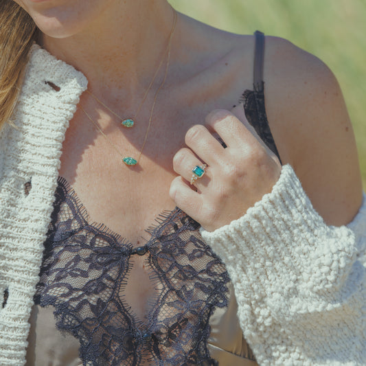 The Xanthe | 1.65ct Seafoam Pear Cut Gemstone Necklace