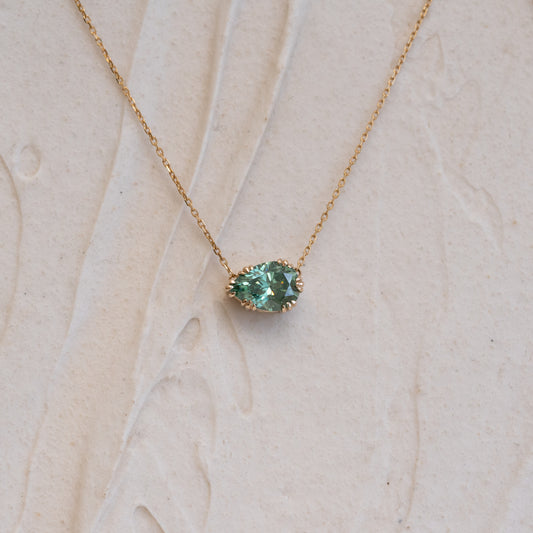The Xanthe | 1.65ct Seafoam Pear Cut Gemstone Necklace