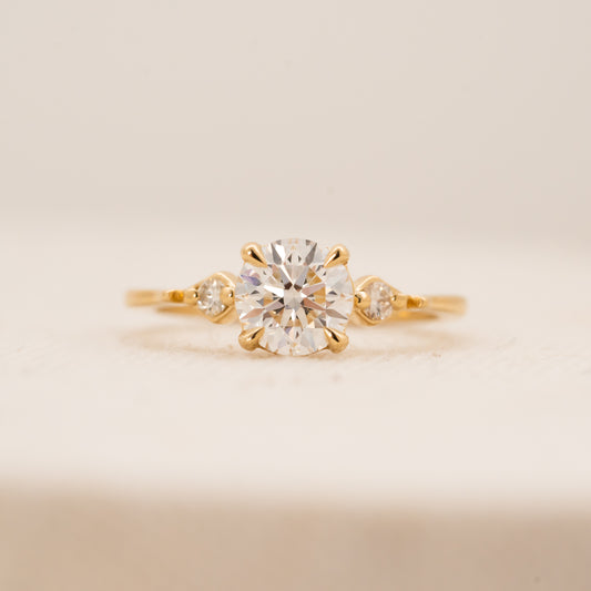 The Xevi Ring | Round Lab Diamond Accented Petite Modern Engagement
