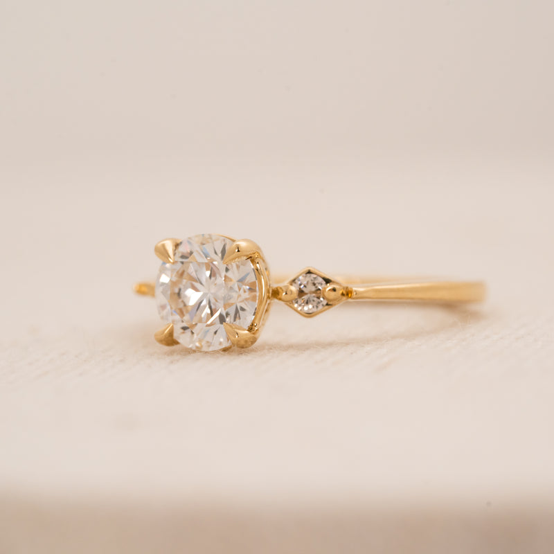 The Xevi | Round Lab Diamond Accented Petite Modern Engagement Ring