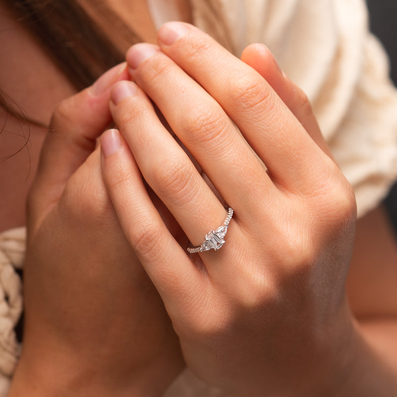 The Ysabel | Lab Diamond Emerald & Pear Cut Engagement Trilogy