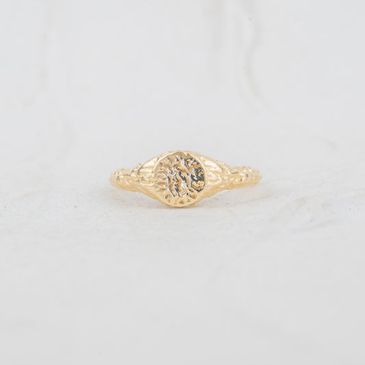 The Zepyhr | 9k Gold Signet Ring with Textured Finish