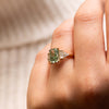 The Amber Ring | Emerald Cut Green Lab Diamond Art Deco Accented Engagement