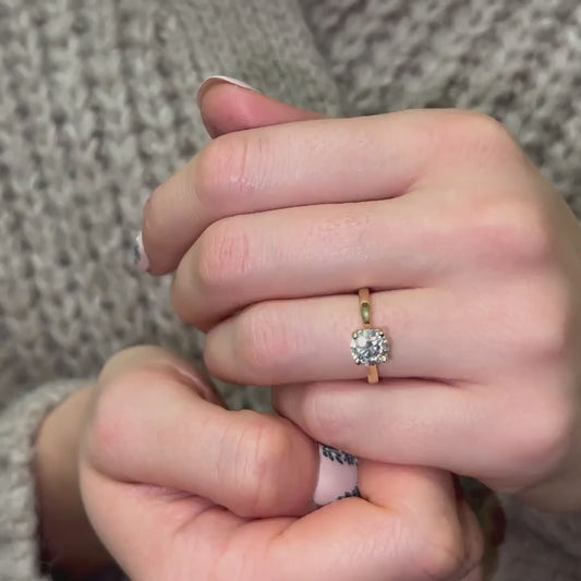 Showcasing lab diamond solitaire engagement ring by ethica diamonds. four claw yellow gold engagement ring