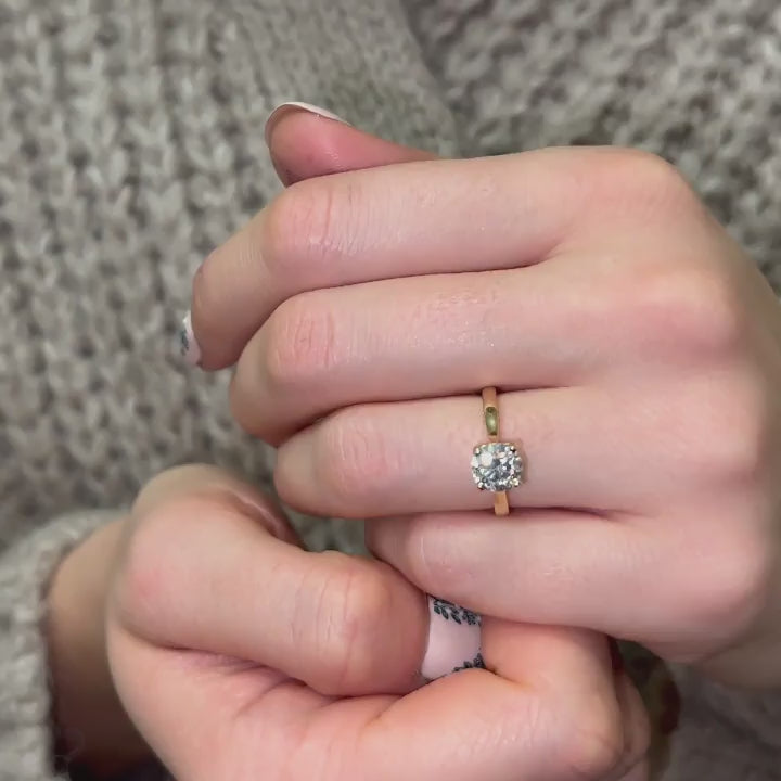 Showcasing lab diamond solitaire engagement ring by ethica diamonds. four claw yellow gold engagement ring