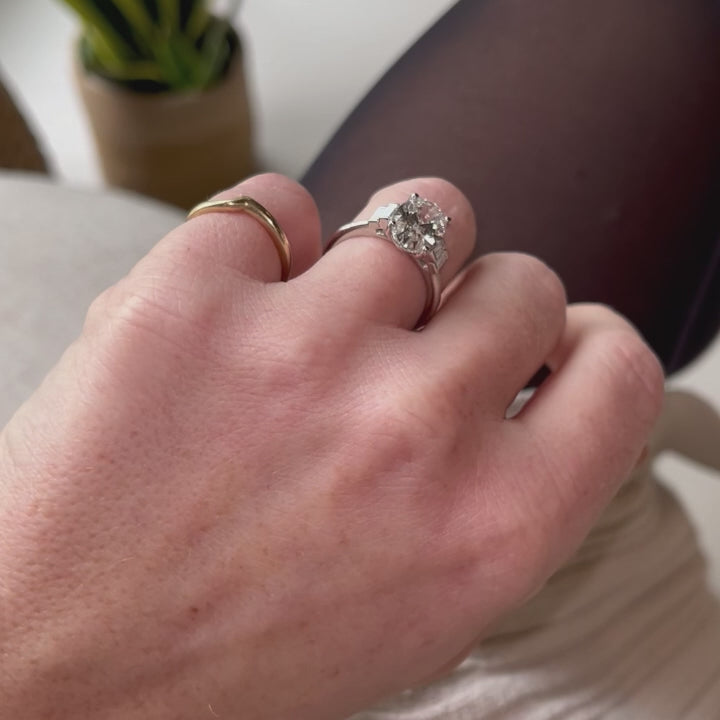 Woman Modelling Accented Art Deco Ring by Ethica Diamond 