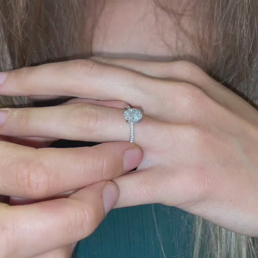 Nuki Oval Hidden Halo Shoulder Set Engagement Ring Ethica Diamonds