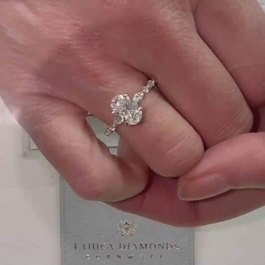 video of 1.50ct engagement ring by ethica diamonds with marquise and round diamonds on band